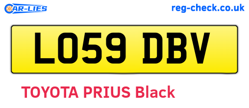 LO59DBV are the vehicle registration plates.