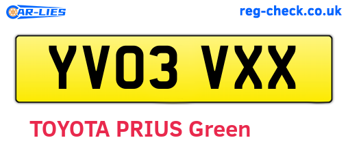 YV03VXX are the vehicle registration plates.
