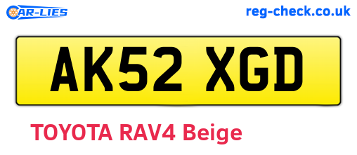 AK52XGD are the vehicle registration plates.