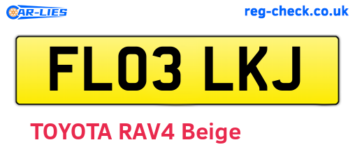 FL03LKJ are the vehicle registration plates.
