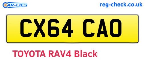 CX64CAO are the vehicle registration plates.