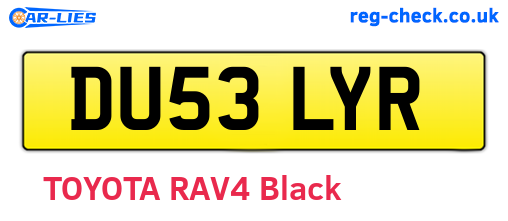 DU53LYR are the vehicle registration plates.