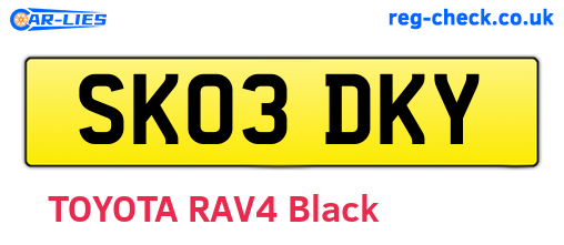 SK03DKY are the vehicle registration plates.