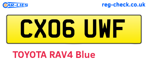 CX06UWF are the vehicle registration plates.
