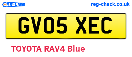 GV05XEC are the vehicle registration plates.