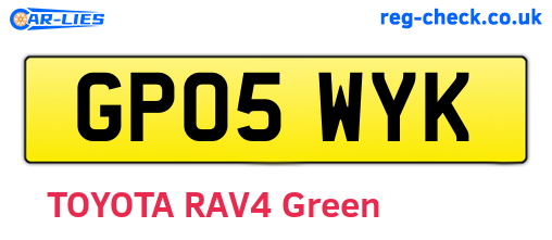 GP05WYK are the vehicle registration plates.