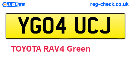 YG04UCJ are the vehicle registration plates.