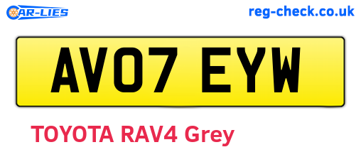 AV07EYW are the vehicle registration plates.
