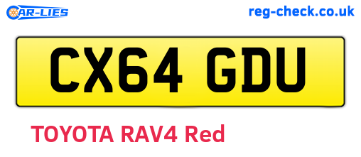 CX64GDU are the vehicle registration plates.