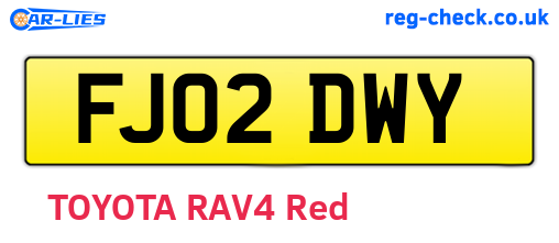 FJ02DWY are the vehicle registration plates.