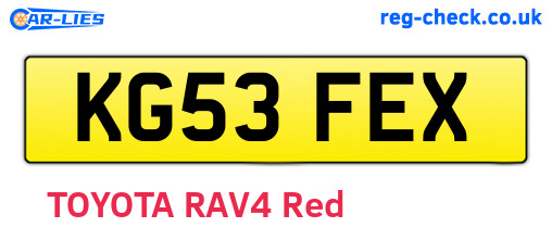 KG53FEX are the vehicle registration plates.