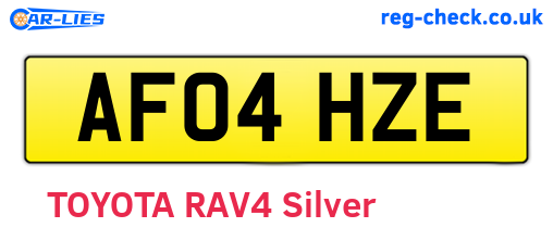 AF04HZE are the vehicle registration plates.
