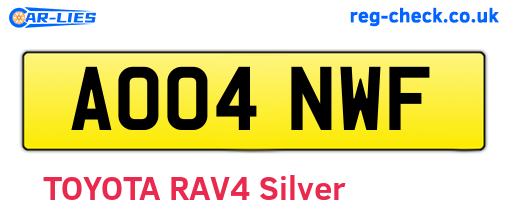 AO04NWF are the vehicle registration plates.