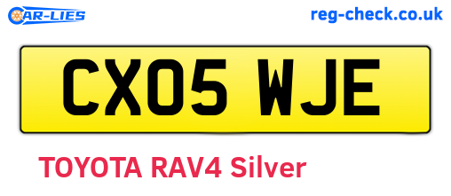 CX05WJE are the vehicle registration plates.