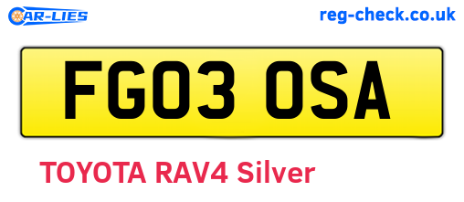 FG03OSA are the vehicle registration plates.