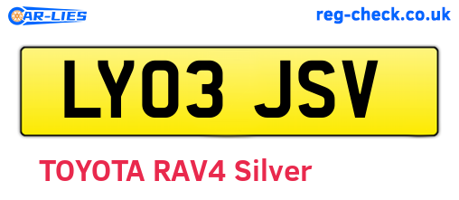 LY03JSV are the vehicle registration plates.