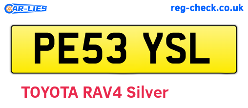 PE53YSL are the vehicle registration plates.
