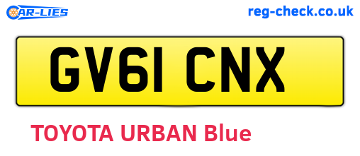 GV61CNX are the vehicle registration plates.