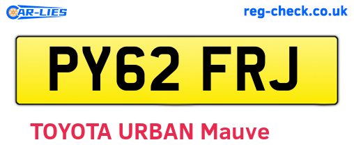 PY62FRJ are the vehicle registration plates.