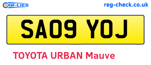 SA09YOJ are the vehicle registration plates.