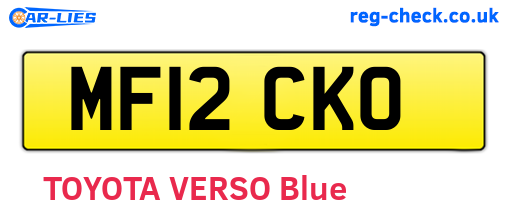 MF12CKO are the vehicle registration plates.