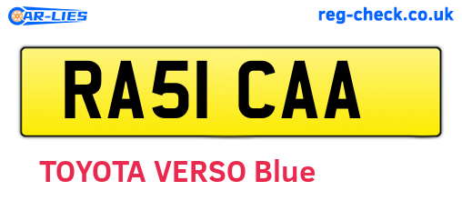RA51CAA are the vehicle registration plates.