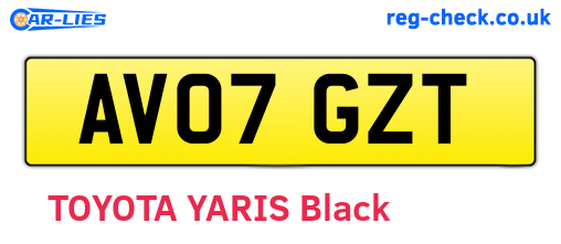 AV07GZT are the vehicle registration plates.