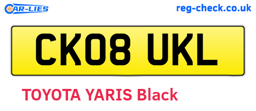 CK08UKL are the vehicle registration plates.