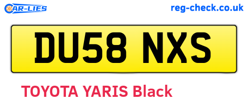 DU58NXS are the vehicle registration plates.