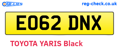 EO62DNX are the vehicle registration plates.