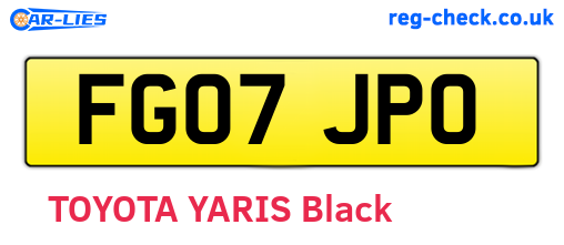 FG07JPO are the vehicle registration plates.