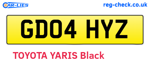 GD04HYZ are the vehicle registration plates.