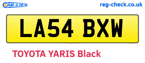 LA54BXW are the vehicle registration plates.