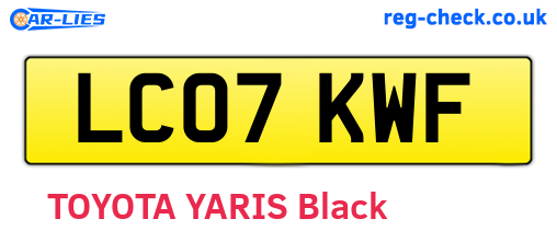 LC07KWF are the vehicle registration plates.