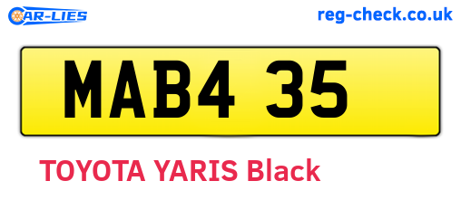MAB435 are the vehicle registration plates.