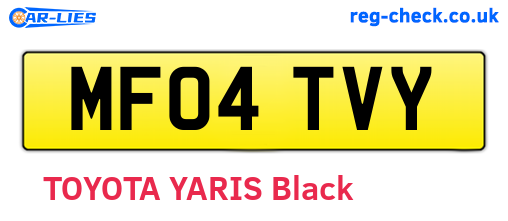MF04TVY are the vehicle registration plates.