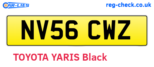 NV56CWZ are the vehicle registration plates.