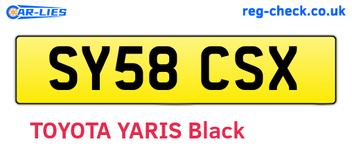 SY58CSX are the vehicle registration plates.