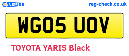 WG05UOV are the vehicle registration plates.