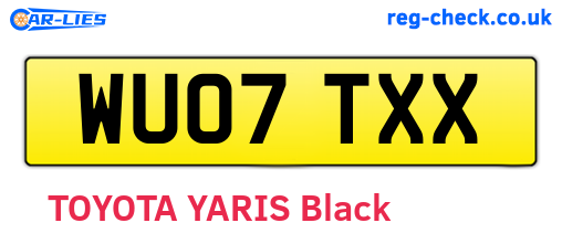 WU07TXX are the vehicle registration plates.