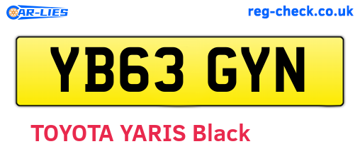 YB63GYN are the vehicle registration plates.