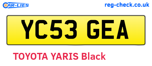 YC53GEA are the vehicle registration plates.