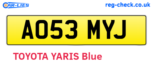 AO53MYJ are the vehicle registration plates.