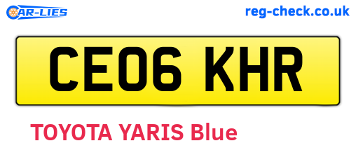 CE06KHR are the vehicle registration plates.