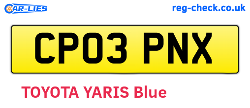 CP03PNX are the vehicle registration plates.