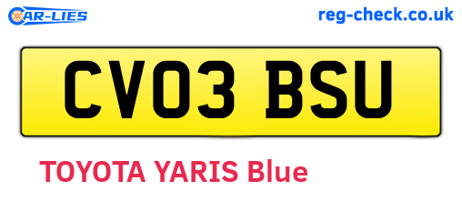 CV03BSU are the vehicle registration plates.