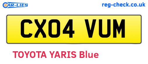 CX04VUM are the vehicle registration plates.