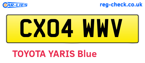 CX04WWV are the vehicle registration plates.