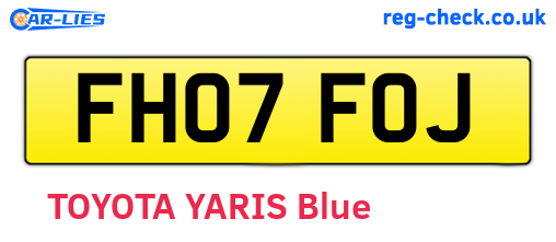 FH07FOJ are the vehicle registration plates.