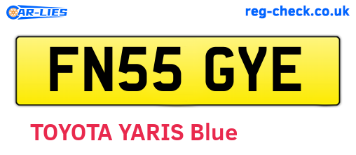 FN55GYE are the vehicle registration plates.